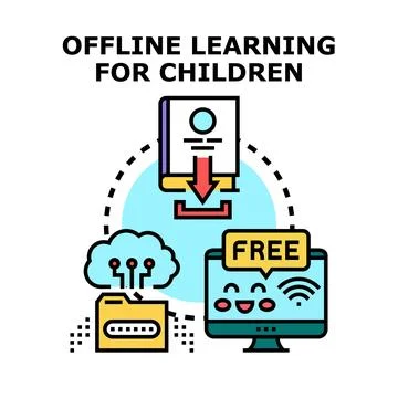 Offline learning for children downloading educational content Stock Illustration