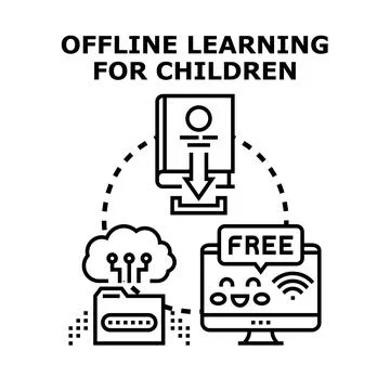 Offline learning for children downloading educational content Stock Illustration