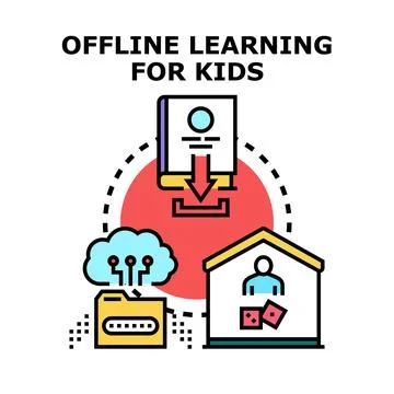 Offline learning for children studying at home 스톡 일러스트