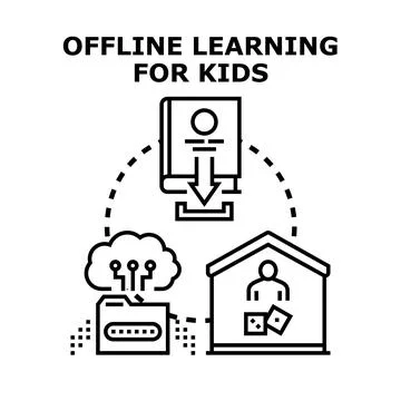 Offline learning for children studying at home Stock Illustration