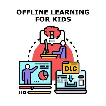 Offline learning for kids education concept Stock Illustration