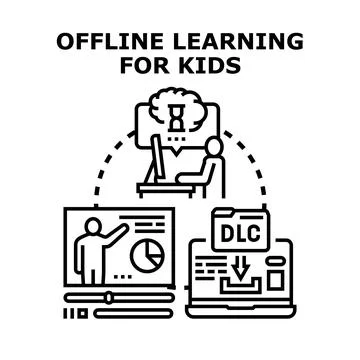 Offline learning for kids education concept Stock Illustration