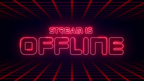 Offline Live Stream Neon Sign on Retro Grid Background Video stock 315014831