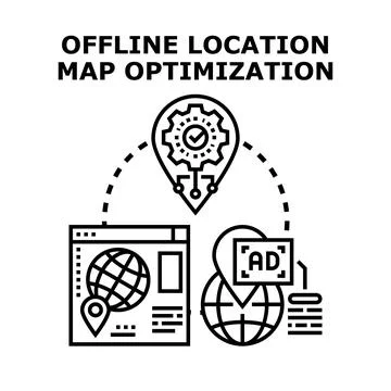 Offline location map optimization concept vector illustrating 스톡 일러스트
