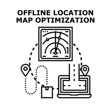 Offline location map optimization navigating delivery route Illustration