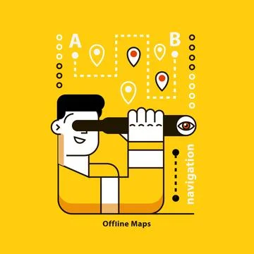 Offline Maps. Live Navigation. Stock Illustration
