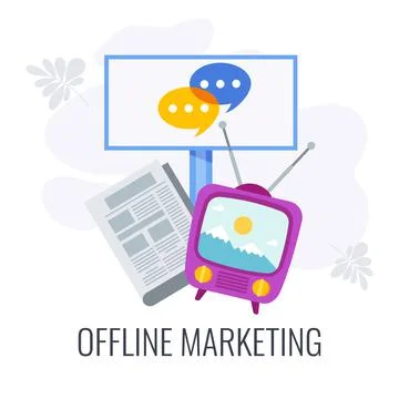 Offline Marketing flat vector icon. Traditional offline marketing. Stock Illustration