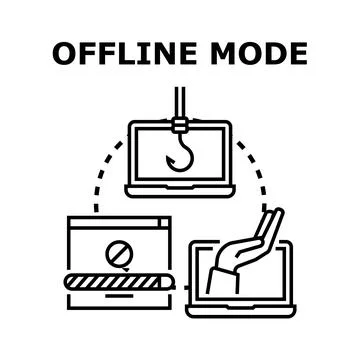 Offline mode concept with digital devices and cyber security イラスト素材