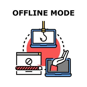 Offline mode concept with digital devices and cyber security Stockillustratie