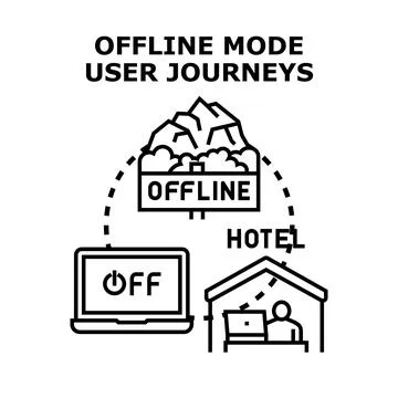 Offline mode user journeys concept exploring digital disconnection Stock Illustration