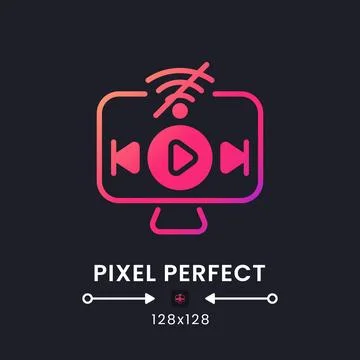 Offline playback pink solid gradient desktop icon on black Stock Illustration