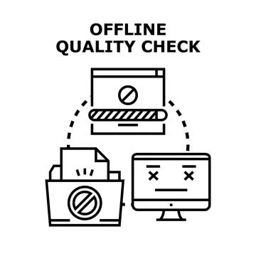 Offline quality check illustrating internet connection problem Stock Illustration