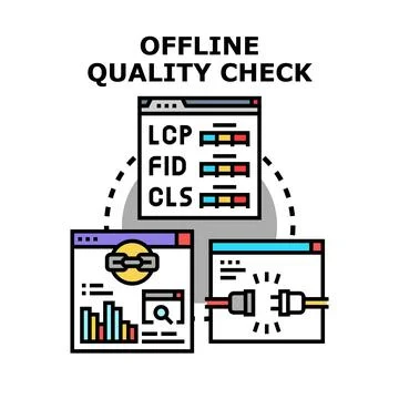 Offline quality check managing website performance optimization Illustrazione stock
