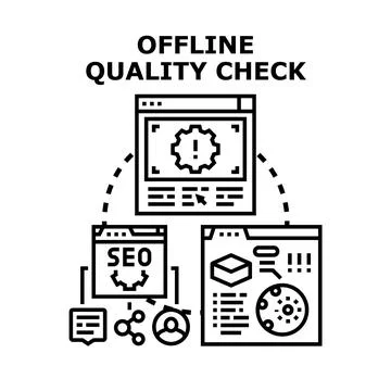 Offline quality checking process for website analysis Stockillustratie