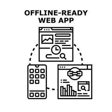 Offline ready web application accessing content across devices 库存插图