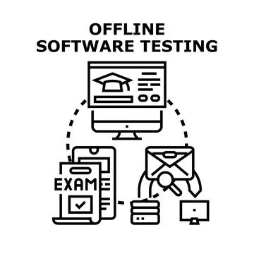 Offline software testing for application development and quality control Stock Illustration
