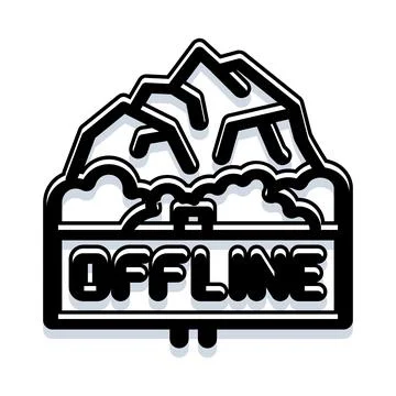 Offline status icon with mountains and clouds Stock Illustration