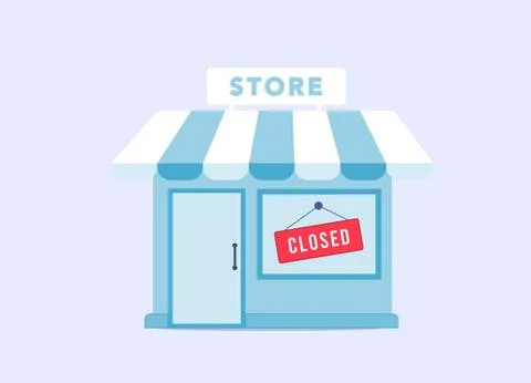 Offline store closure due to COVID-19 and economic challenges. Switch to online Stock Illustration