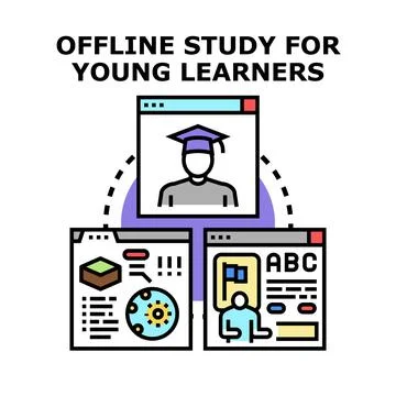 Offline study creating engaging learning experience for young learners Stock Illustration