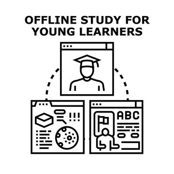 Offline study creating engaging learning experience for young learners Stock Illustration
