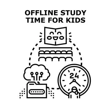 Offline study time for children education concept Stock Illustration