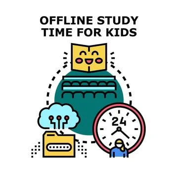 Offline study time for children education concept Stock Illustration