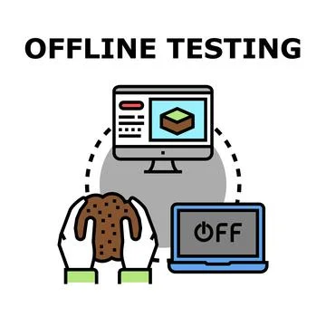 Offline testing computer system software development concept Stockillustratie
