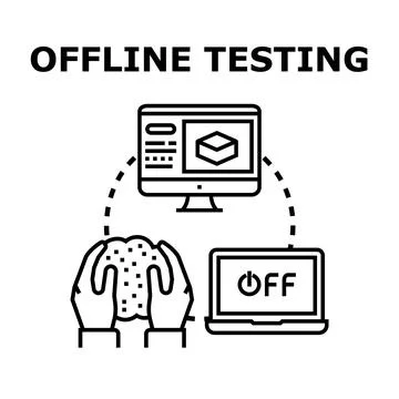 Offline testing computer system software development concept Illustrazione stock