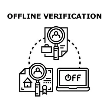 Offline verification process checking personal documents data Stock Illustration