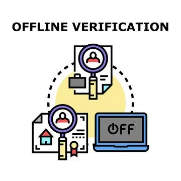 Offline verification process checking personal documents data Stock Illustration