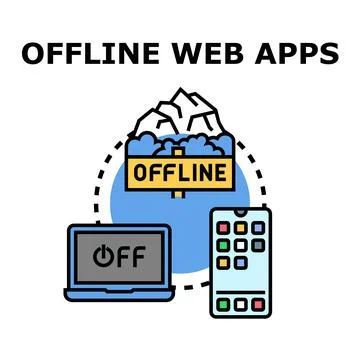 Offline web apps concept connecting devices without internet Stock Illustration