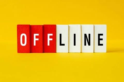 Offline - word concept on building blocks, text Stock Photos
