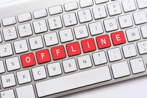 OFFLINE writing on white keyboard Stock Photos