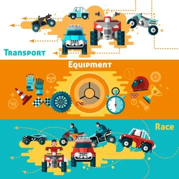 Offroad Banners Set Stock Illustration