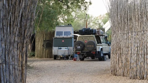 Offroad in a camping, travel in Windhoek, Namibia, Africa in 4K Stock Footage 90767825