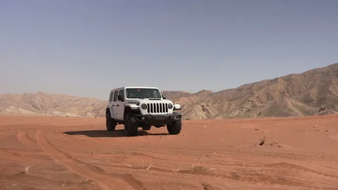 Offroad car driving through the desert Vídeo Stock 201789413