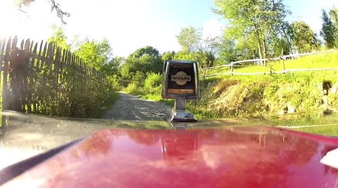The offroad car goes on mountain road Stock Footage 41341776