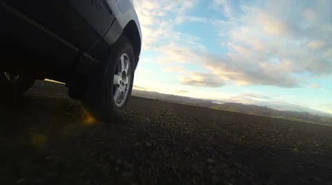 Offroad car riding in a desertic valley in iceland Stock Footage 42838346