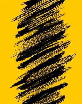Offroad grunge tyre prints, vector black pattern Stock Illustration
