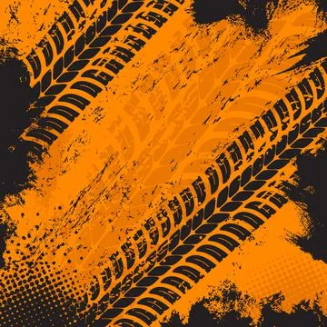 Offroad grunge tyre prints, vector background Stock Illustration