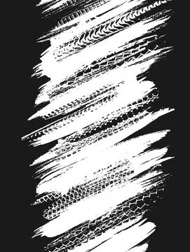 Offroad grunge tyre prints, vector white pattern Stock Illustration