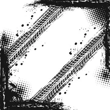 Offroad grunge tyre prints, vector background Stock Illustration