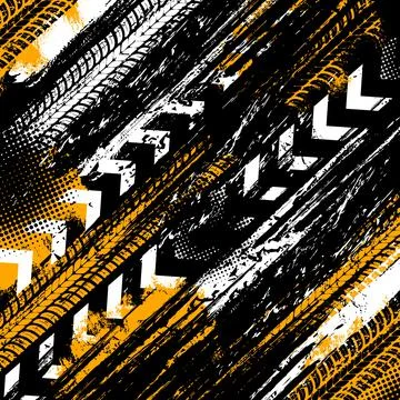 Offroad grunge tyre prints, vector background Stock Illustration
