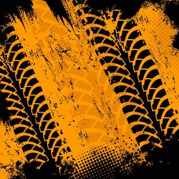 Offroad grunge tyre prints, vector background Stock Illustration