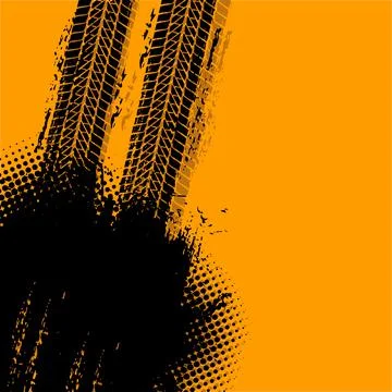 Offroad grunge vector tyre prints with black spot Stock Illustration