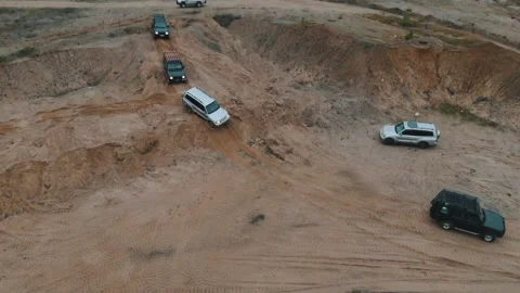 Offroad Jeep Expedition. Top view Stock Footage 146113977