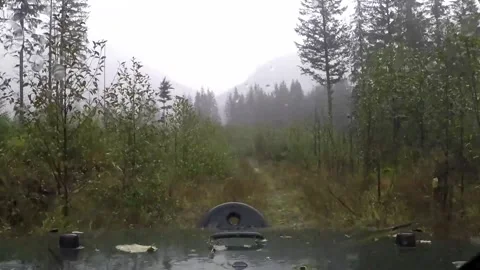 Offroad Jeeping raining hard Stock Footage 172424675