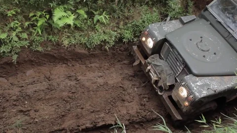 Offroad in mud in the forest from top angle Stock Footage 74908359