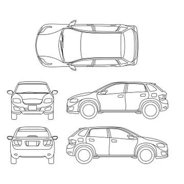 Offroad suv auto outline vector vehicle Stock Illustration
