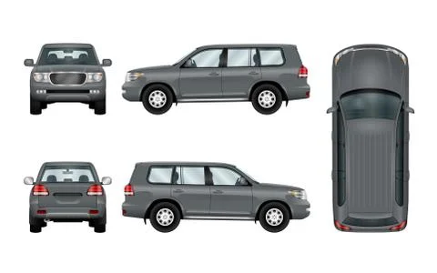 Offroad truck vector mockup side, front, back, top view Stock Illustration